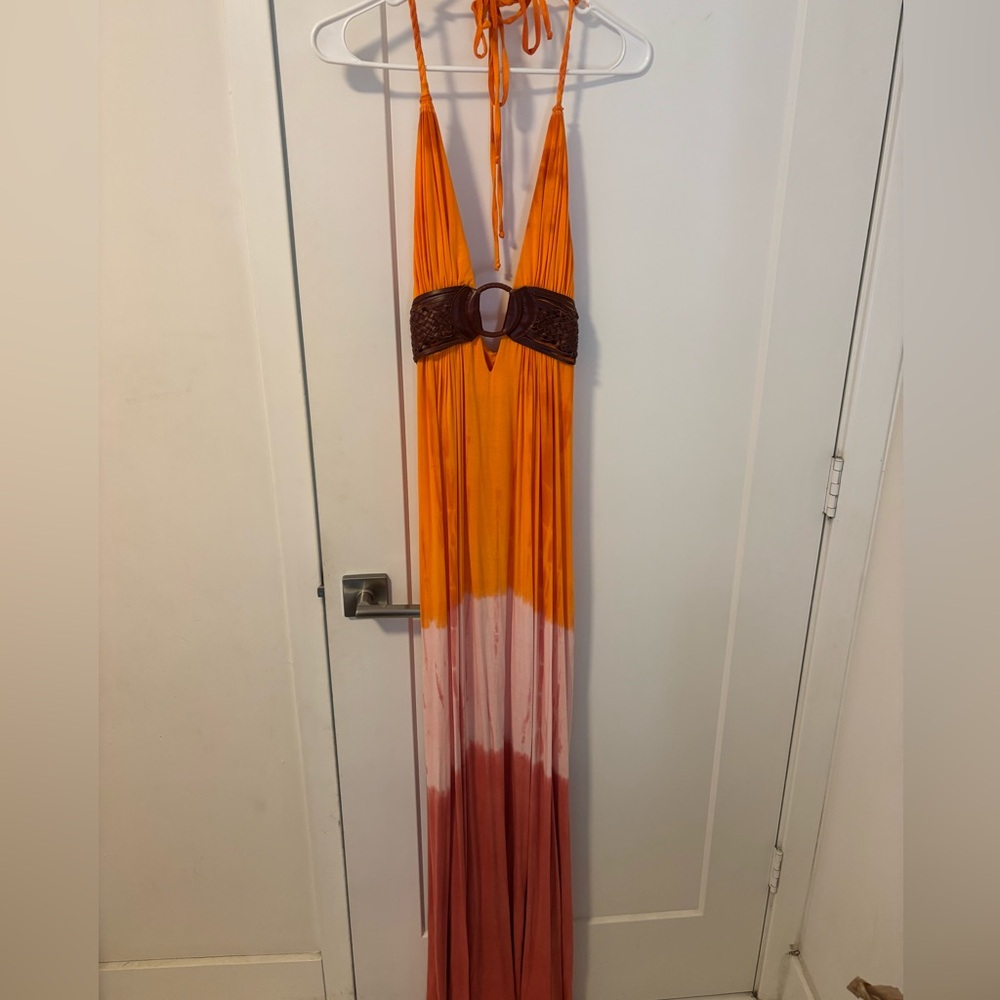Stunning Orange and Pink Maxi Dress by Sky